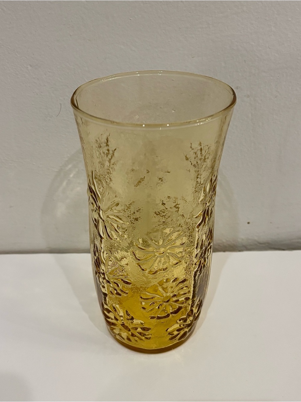 Anchor Hocking Amber Floral Glass Tumbler/Vase